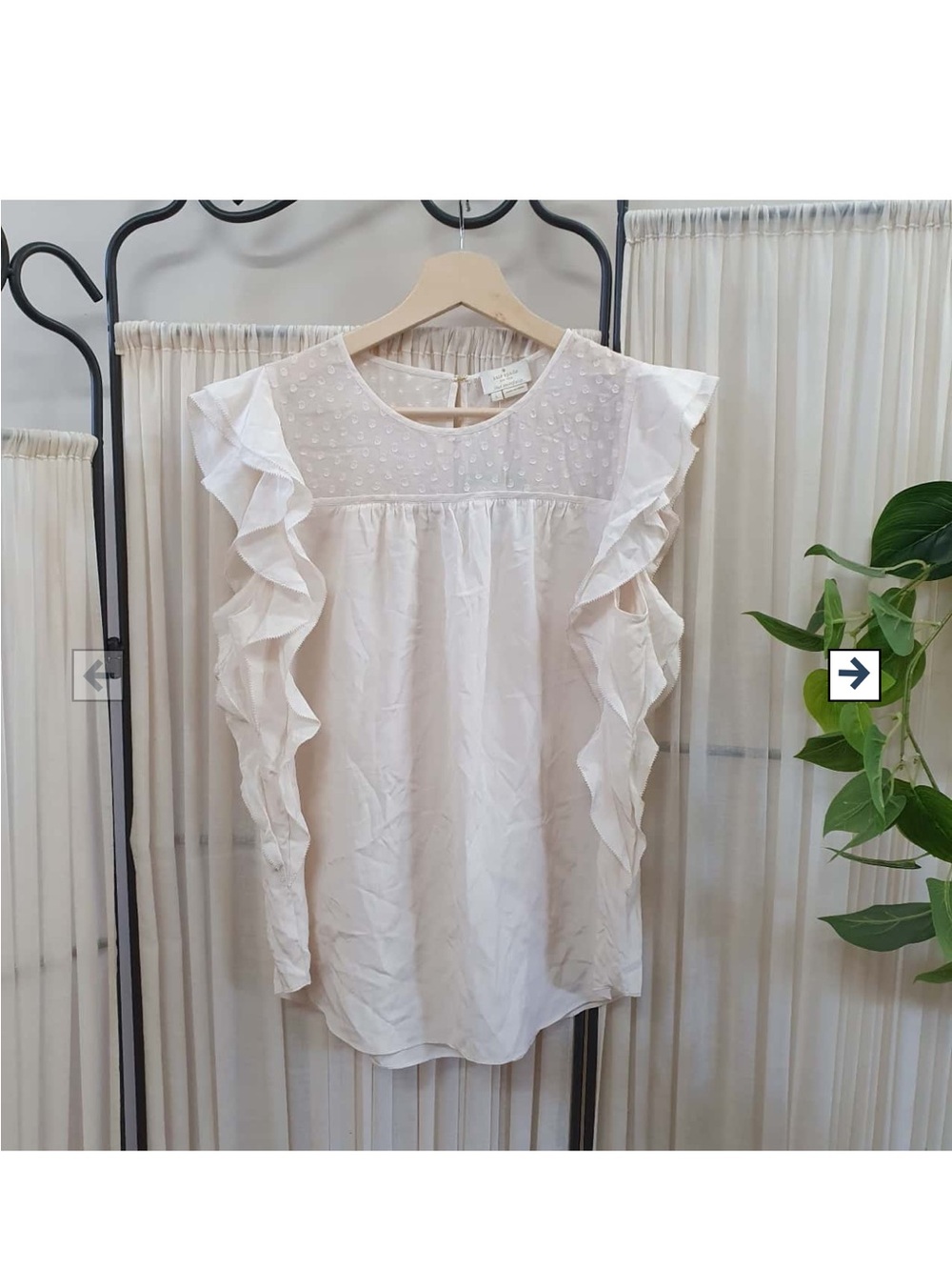Kate Spade Women's cream Silk Ruffle Top
